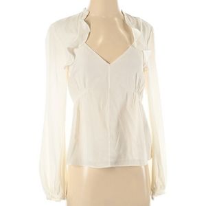 NWT GORGEOUS LONG SLV VNECK SILK TOP XS